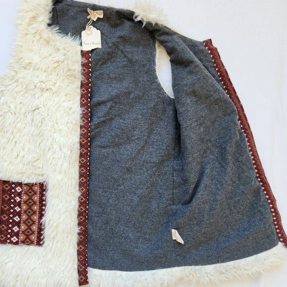 Boho Faux Fur Vest Tribal Pockets Soft Cozycore Hippie Western Rodeo Cowgirl S - Picture 8 of 11